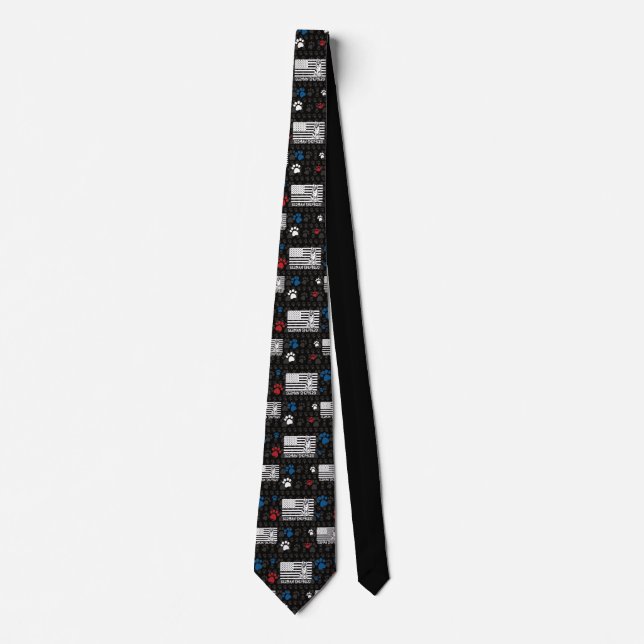German Shepherd Dog Sunglasses American Flag Neck Tie (Front)