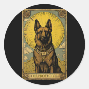 German Shepherd Dog Tarot Card  Classic Round Sticker