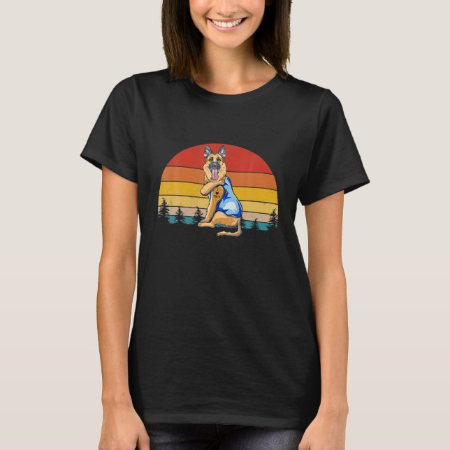 German Shepherd Dog Tattoo I Love Mom Gifts T-Shirt (Front)