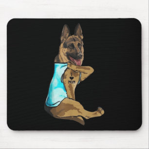 German Shepherd Dog Tattoo I Love Mom Mothers Day Mouse Pad