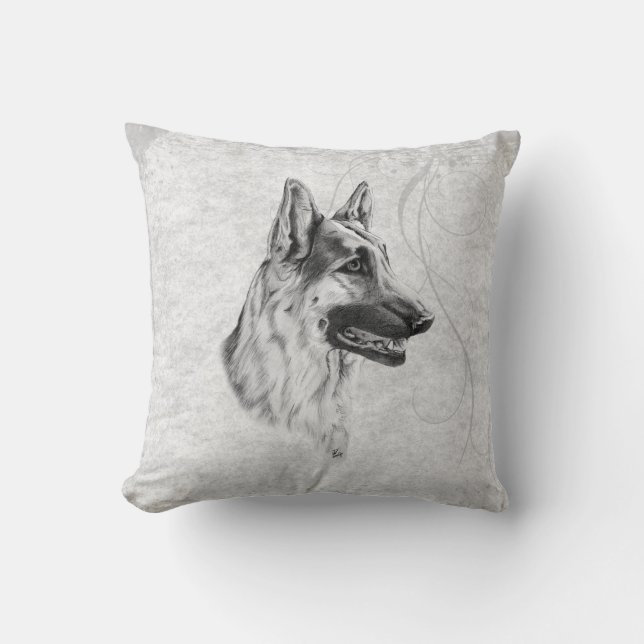 German Shepherd Dog Throw Pillow (Front)