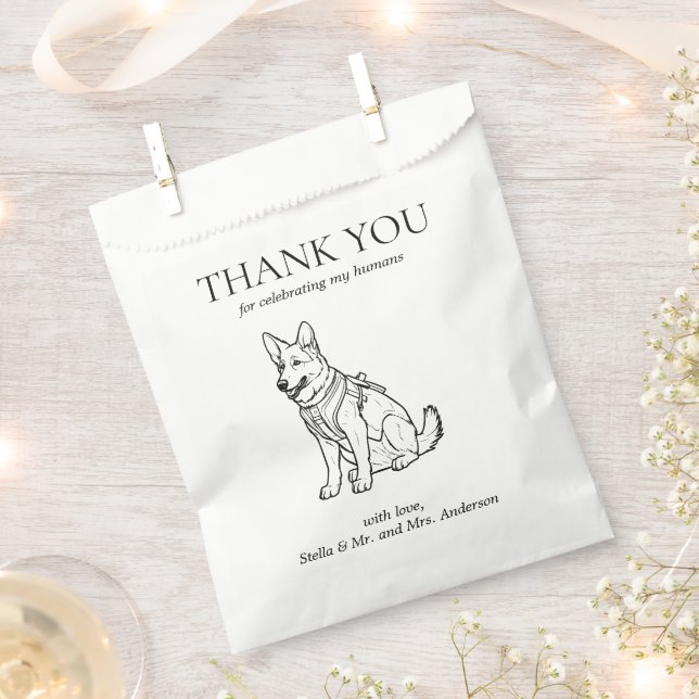 German Shepherd Dog Treat Pet Drawing Favor Bag (Clipped)