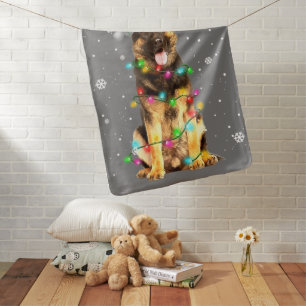 German Shepherd Dog Tree Christmas Sweater Xmas Do Baby Blanket
