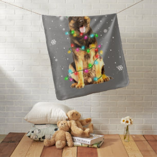 German Shepherd Dog Tree Christmas Sweater Xmas Do Baby Blanket