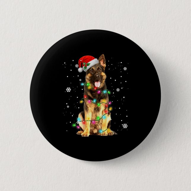 German Shepherd Dog Tree Christmas Sweater Xmas Do Button (Front)