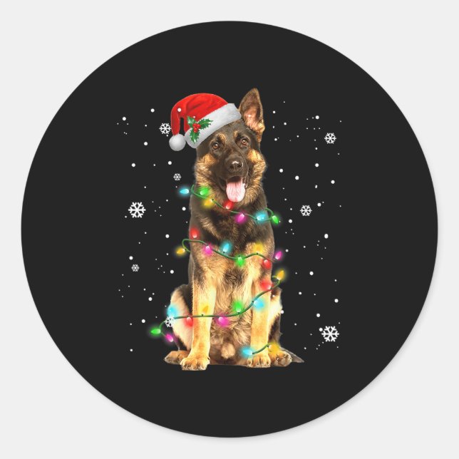 German Shepherd Dog Tree Christmas Sweater Xmas Do Classic Round Sticker (Front)