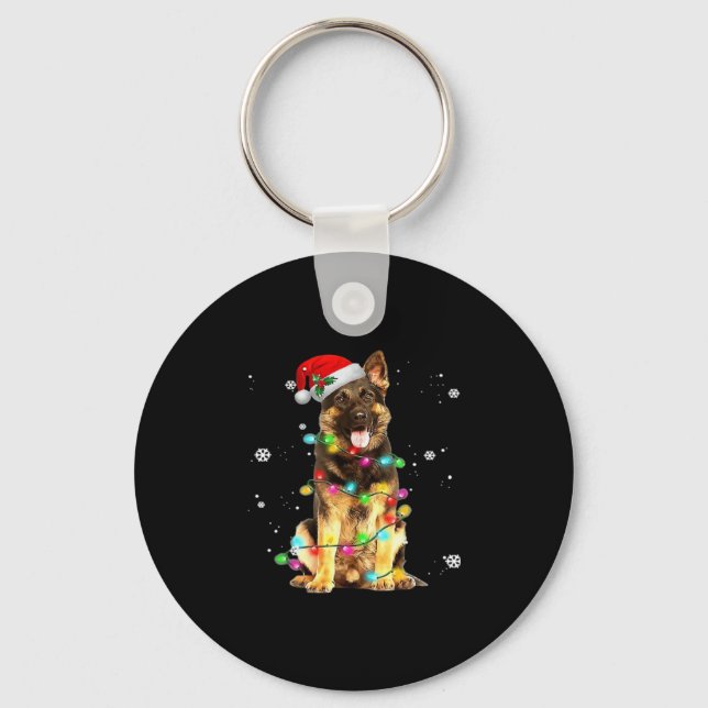 German Shepherd Dog Tree Christmas Sweater Xmas Do Keychain (Front)