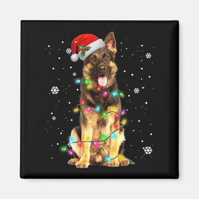 German Shepherd Dog Tree Christmas Sweater Xmas Do Magnet (Front)
