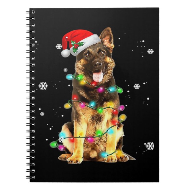 German Shepherd Dog Tree Christmas Sweater Xmas Do Notebook (Front)