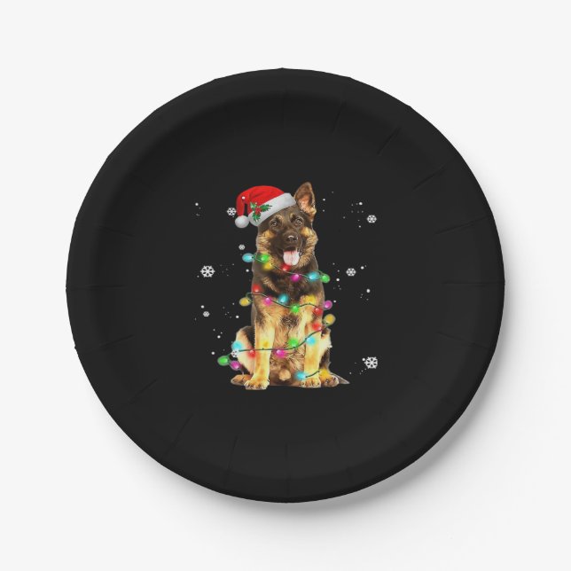 German Shepherd Dog Tree Christmas Sweater Xmas Do Paper Plates (Front)