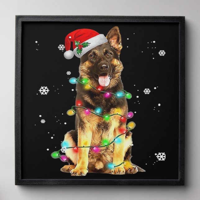 German Shepherd Dog Tree Christmas Sweater Xmas Do Peel And Stick Photo Tile (Front Set)