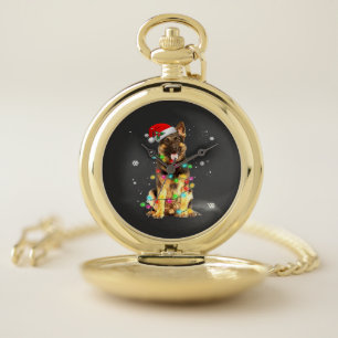 German Shepherd Dog Tree Christmas Sweater Xmas Do Pocket Watch