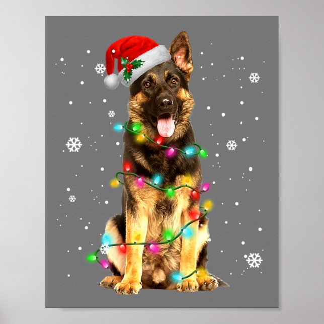 German Shepherd Dog Tree Christmas Sweater Xmas Do Poster (Front)
