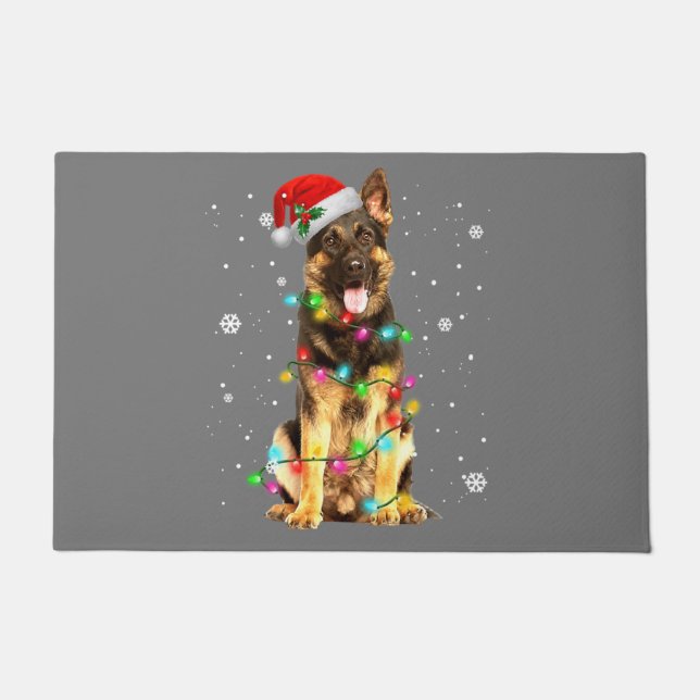 German Shepherd Dog Tree Christmas Sweater Xmas Doormat (Front)