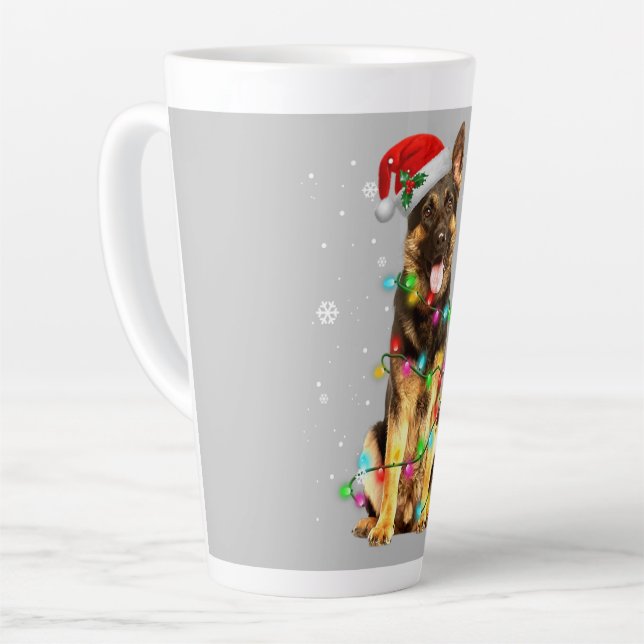 German Shepherd Dog Tree Christmas Sweater Xmas Latte Mug (Left Angle)