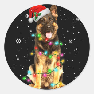 German Shepherd Dog Tree Christmas  Xmas Dogs Gift Classic Round Sticker