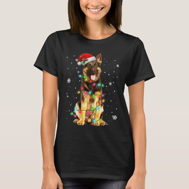 German Shepherd Dog Tree Christmas Xmas Dogs Gifts T-Shirt (Front)