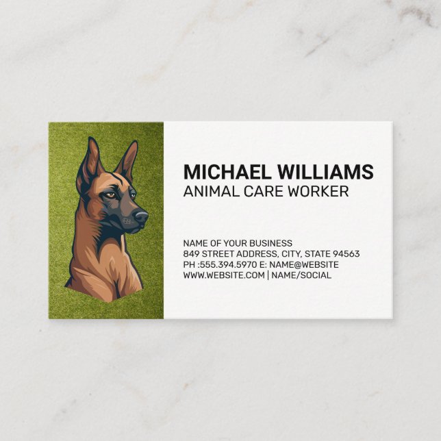 German Shepherd Dog | Turf | Animal Service Business Card (Front)