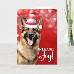 German Shepherd Dog Unleash the Joy Christmas Holiday Card