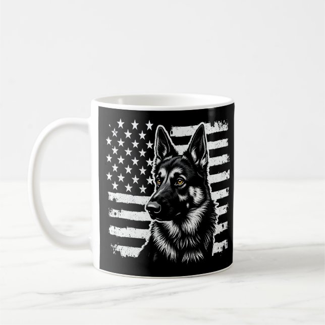 German Shepherd Dog USA American Flag 4th Of July Coffee Mug (Left)