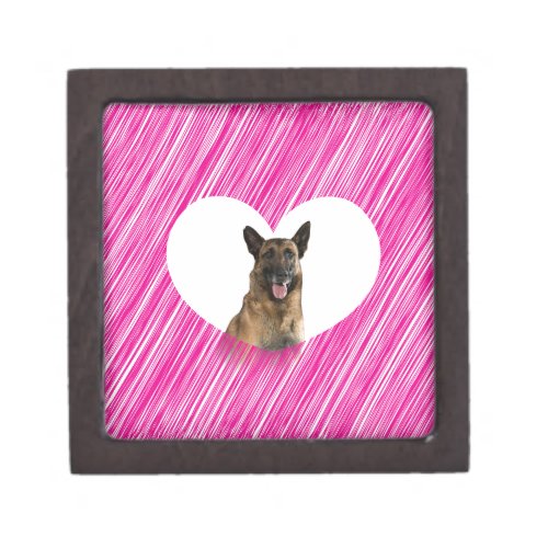 German Shepherd Dog Valentine Pink Heart Jewelry Box