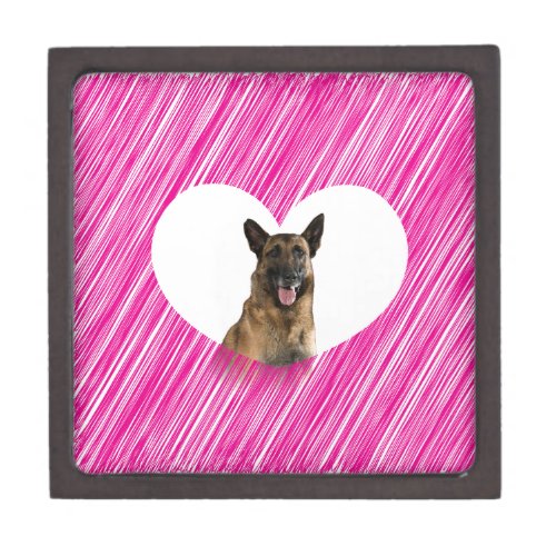 German Shepherd Dog Valentine Pink Heart Keepsake Box