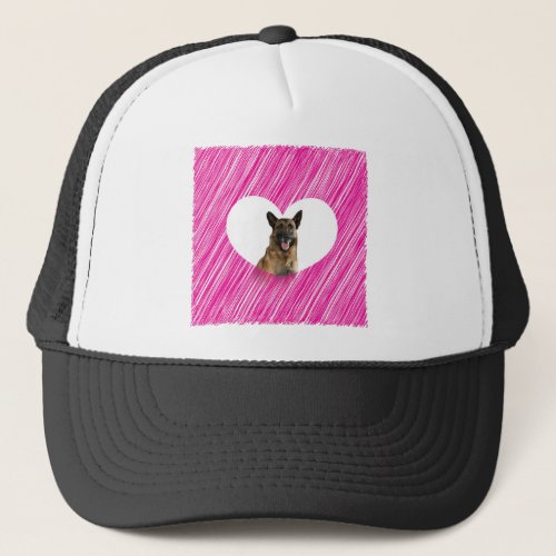 German Shepherd Dog Valentine Pink Heart Trucker Hat