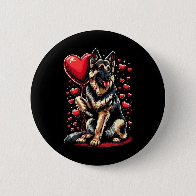 German Shepherd Dog Valentine's Day Dog Owner Vale Button (Front)