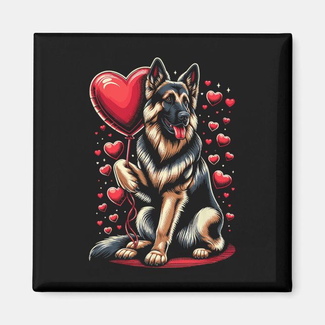 German Shepherd Dog Valentine's Day Dog Owner Vale Magnet (Front)