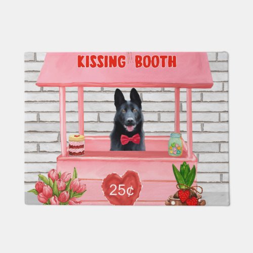 German Shepherd Dog Valentines Day Kissing Booth Doormat