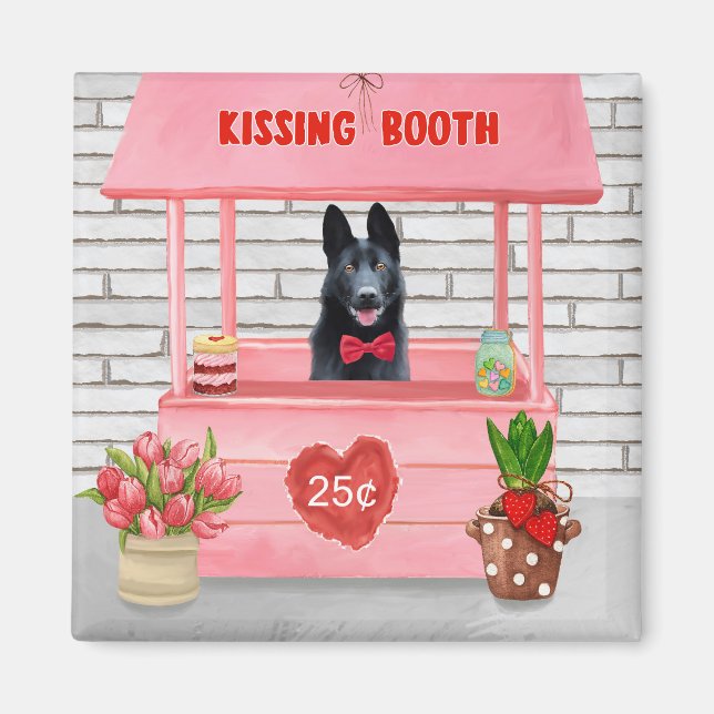 German Shepherd Dog Valentine's Day Kissing Booth Magnet (Front)