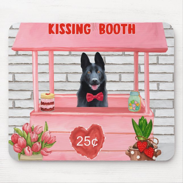 German Shepherd Dog Valentine's Day Kissing Booth Mouse Pad (Front)