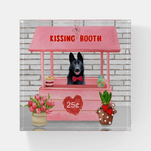 German Shepherd Dog Valentines Day Kissing Booth Paperweight
