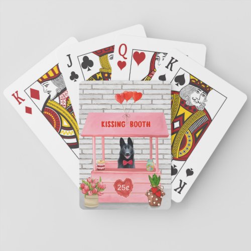 German Shepherd Dog Valentines Day Kissing Booth Poker Cards