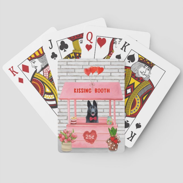 German Shepherd Dog Valentine's Day Kissing Booth Poker Cards (Back)