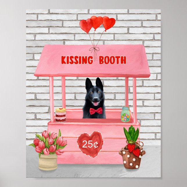 German Shepherd Dog Valentine's Day Kissing Booth Poster (Front)