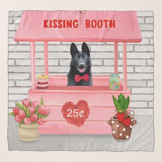 German Shepherd Dog Valentine's Day Kissing Booth Scarf (Front)