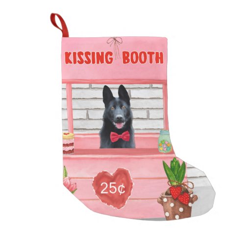 German Shepherd Dog Valentines Day Kissing Booth Small Christmas Stocking