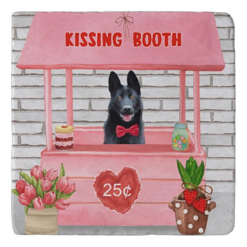 German Shepherd Dog Valentines Day Kissing Booth Trivet