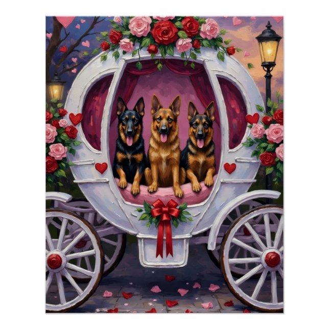 German Shepherd Dog Valentine's Day  Poster (Front)