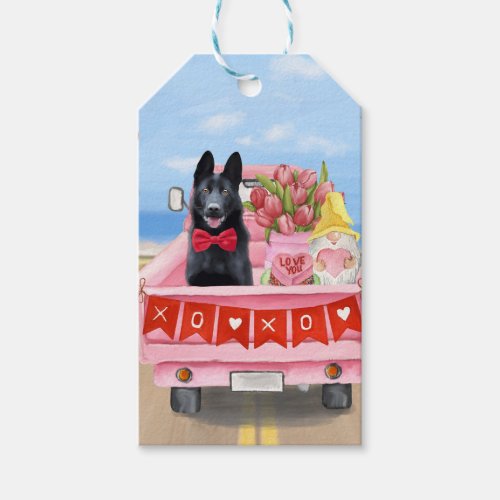 German Shepherd Dog Valentines Day Truck Hearts Gift Tags