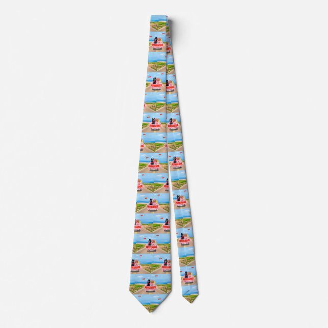 German Shepherd Dog Valentine's Day Truck Hearts Neck Tie (Front)