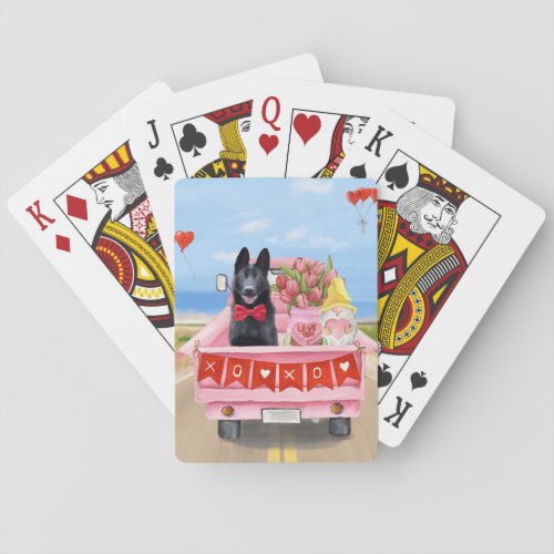 German Shepherd Dog Valentines Day Truck Hearts Poker Cards