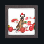 German Shepherd dog w Christmas Gifts Santa Hat Jewelry Box<br><div class="desc">A cute German Shepherd dog sitting with Christmas ornaments and gifts wearing Santa hat. A perfect way to celebrate Christmas!</div>