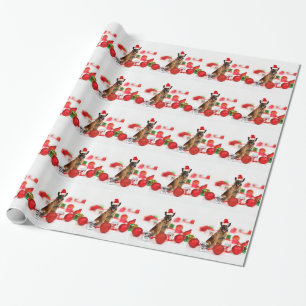 German Shepherd dog w Christmas Gifts Santa Hat Wrapping Paper