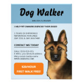 German Shepherd Dog Walker Dog Walking Pet Service Flyer (Front)