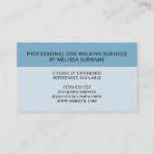 German Shepherd Dog Walker Pet Service Blue Business Card (Back)