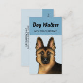 German Shepherd Dog Walker Pet Service Blue Business Card (Front/Back)