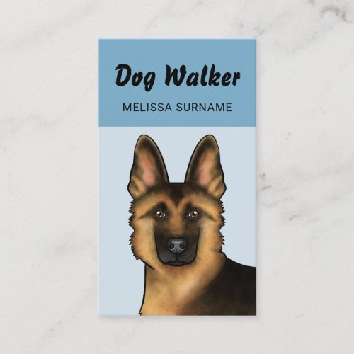 German Shepherd Dog Walker Pet Service Blue Business Card