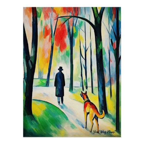 German Shepherd dog walking in the park 05 _ Madel Poster